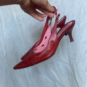 Vintage Via Spiga red kitten heel from Italy
